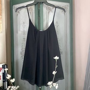 Black Pleated Chiffon Layered Cami Tank sz 2XL